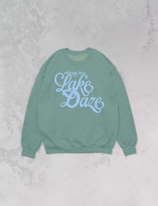 Lake Daze, Summer Oversized 90's Sustainable Sweatshirt, Arctic Green