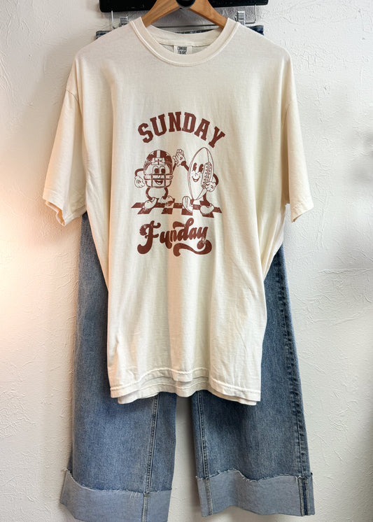 Sunday Funday Football Tee, Doe Brown on Ivory