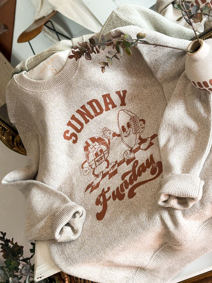 Sunday Funday Luxuriously Cozy Crewneck, Doe Brown on Latte