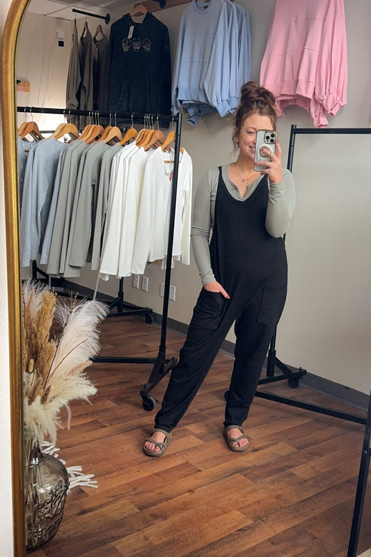 Final Restock- MegPie Black Jumpsuit, Black