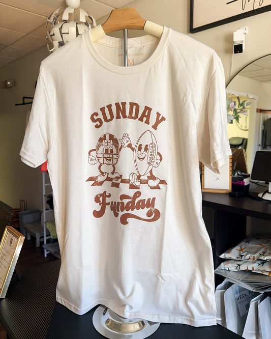 Sunday Funday Football Tee, Doe Brown on Sweet Cream