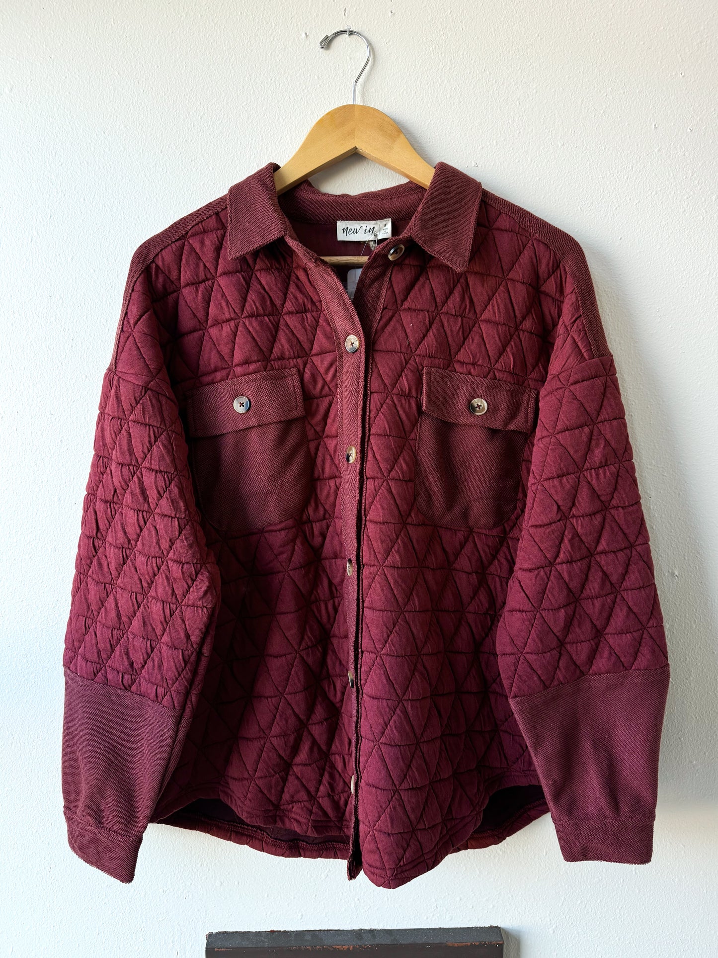 Oversized Quilted Cozy Shacket Jacket, Brick