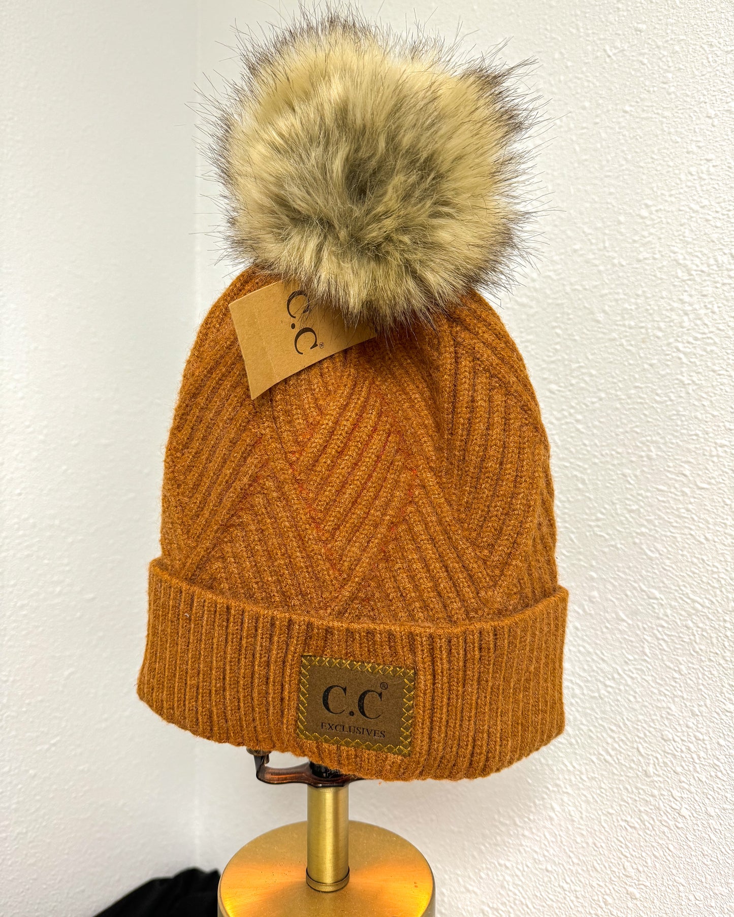 C.C Exclusives Pom Knit Beanie Hat, 6 colors