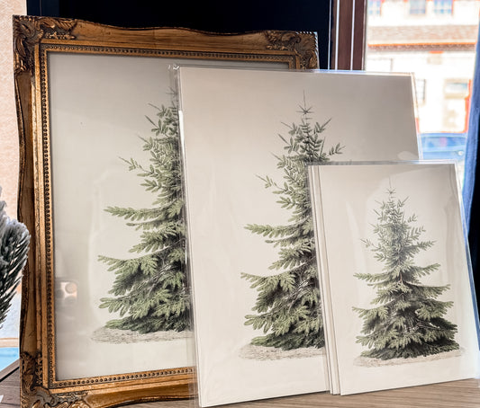 8x10 Vintage Christmas Tree Wall Art PRINT ONLY Holiday Decor, Nature *SEASONAL*