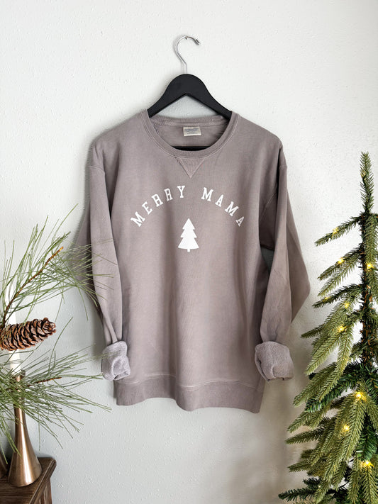 Merry Mama Crewneck Sweatshirt, Concrete Grey