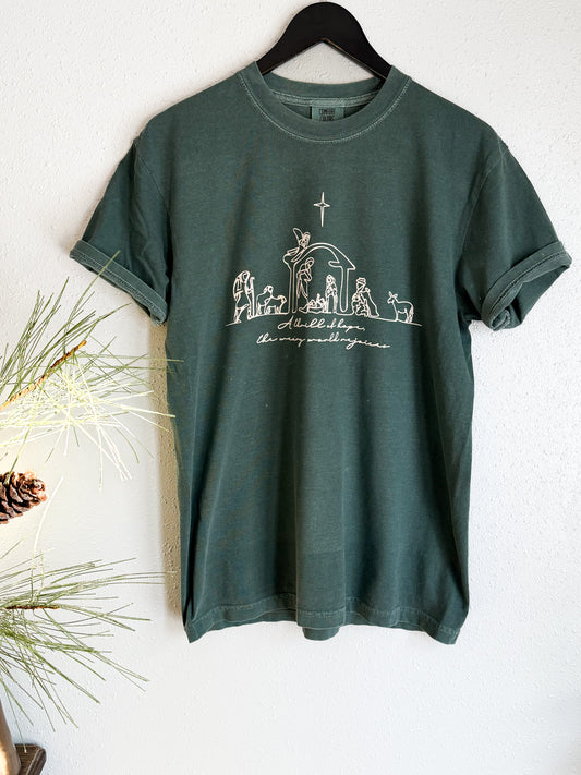 A Thrill of Hope, The Weary World Rejoices Tee, Blue Spruce