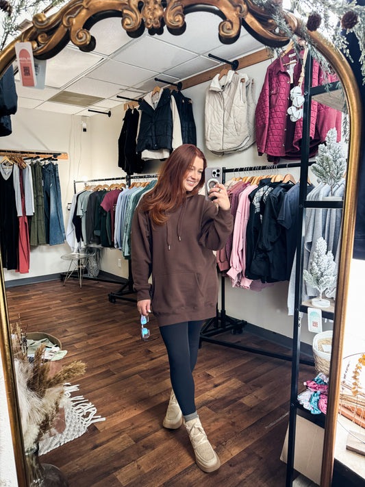 Long Espresso Hoodie Sweatshirt, Medium