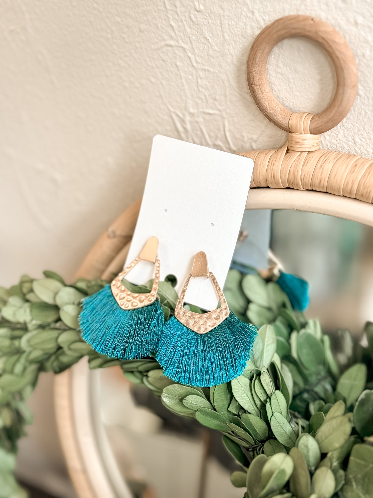 Teal Fringe Earring