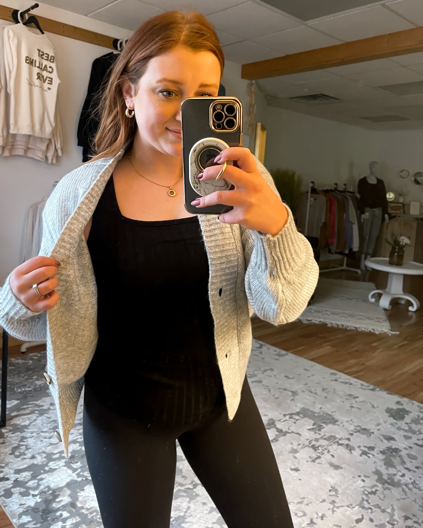 Zenana Melange Button Sweater Cardigan | Grey