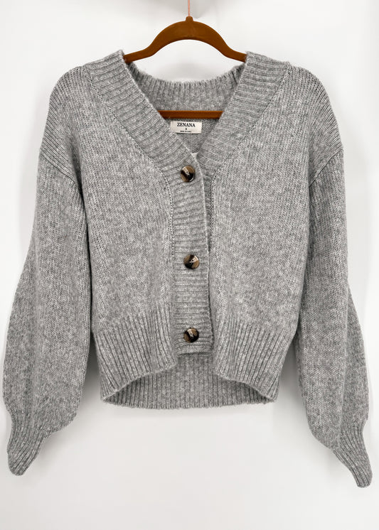 Zenana Melange Button Sweater Cardigan | Grey