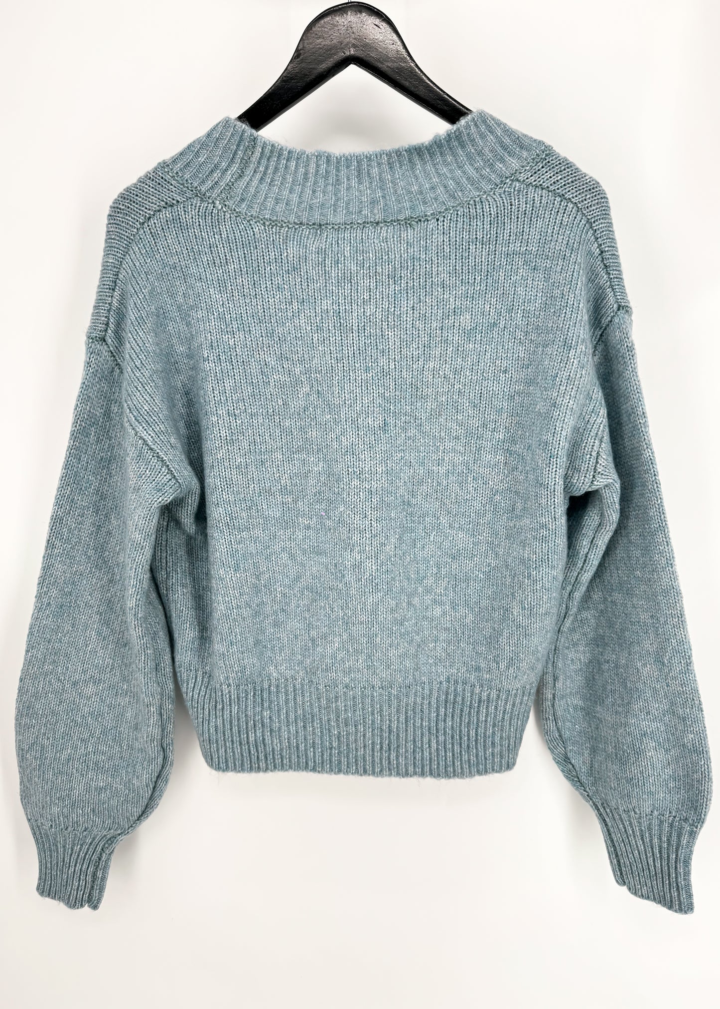 Zenana Melange Button Sweater Cardigan | Blue Grey