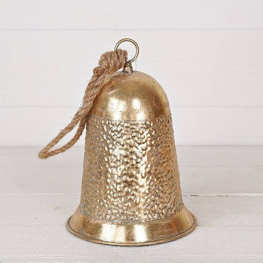 BIG Metal Bell w. Loop-Hammered-Brushed Gold *SEASONAL*