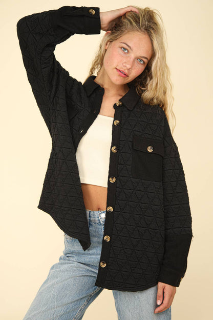 Oversized Quilted Cozy Shacket Jacket, Sage