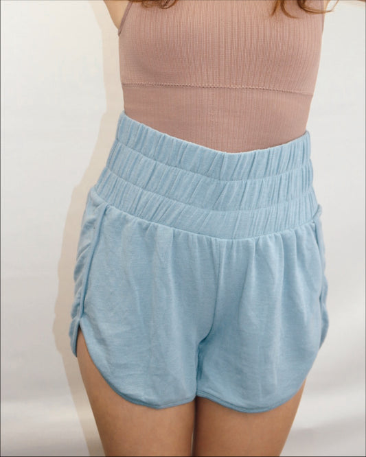 White Birch High-Waisted Short | slate blue